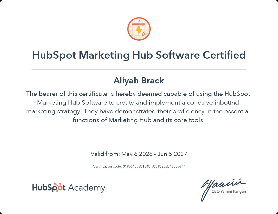 HubSpot Marketing Hub Software Certificate