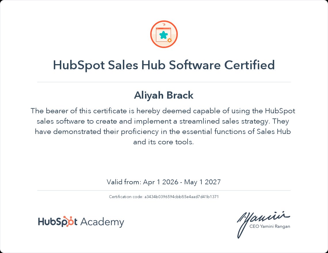 HubSpot Sales Hub Software Certificate