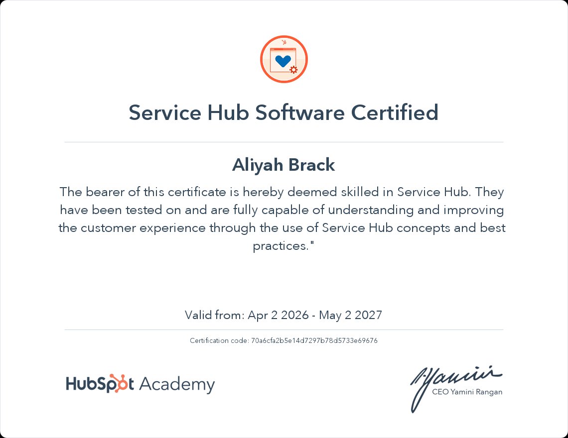 HubSpot Service Hub Software Certificate